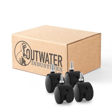 OUTWATER 2 in. Wheel Diameter, Black Nylon Swivel Hooded Samson Twin Wheel Caster with Brake, 4PK 3P1.14.00071